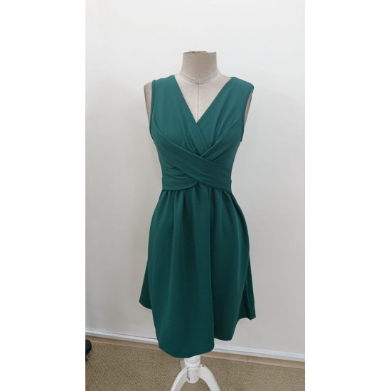 Kadın Askılı V Yakalı önde çapraz Detaylı Janjan Krep Elbise , 31197 Kadın Askılı V Yakalı önde çapraz Detaylı Janjan Krep Elbise , 31197