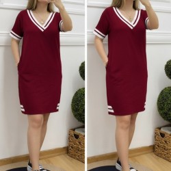 Kadın Kısa Kollu V Yaka Ribana Detaylı Cepli Dizüstü Viskon Elbise, 31196 Kadın Kısa Kollu V Yaka Ribana Detaylı Cepli Dizüstü Viskon Elbise, 31196