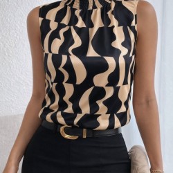 Kadın Kolsuz Balıkçı Yaka Desenli Süprem Bluz, 31188 Kadın Kolsuz Balıkçı Yaka Desenli Süprem Bluz, 31188