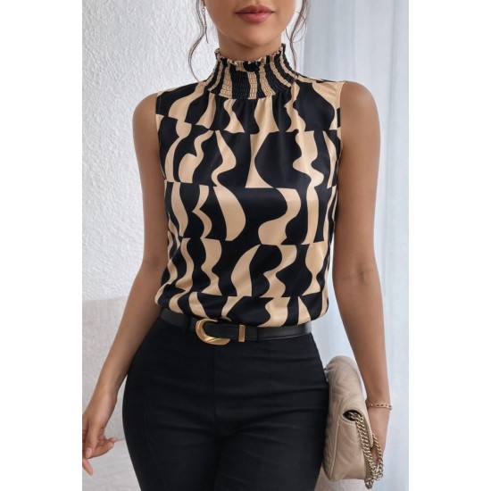 Kadın Kolsuz Balıkçı Yaka Desenli Süprem Bluz, 31188 Kadın Kolsuz Balıkçı Yaka Desenli Süprem Bluz, 31188