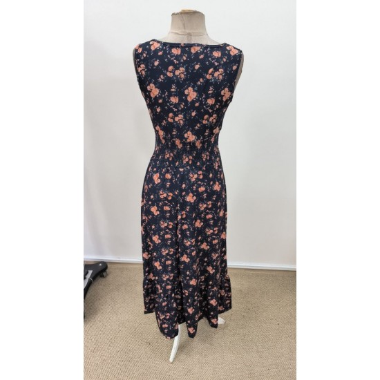 Kadın Beli Gipeli Etnik Desen Sıfır Kol Süprem Elbise, 31182