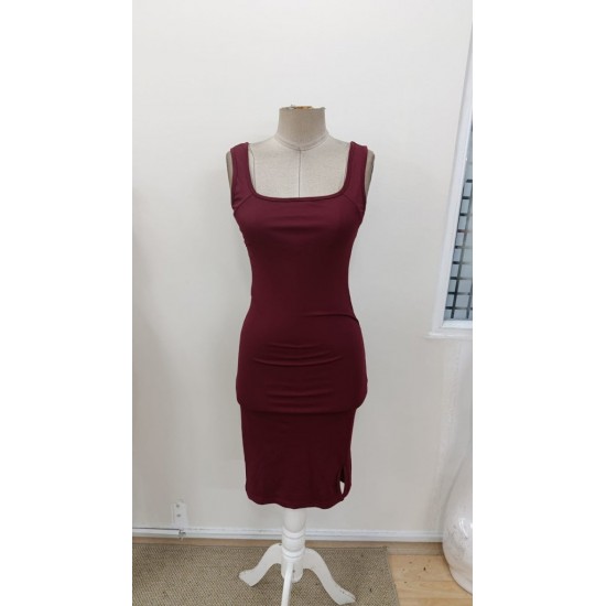 Kadın Askılı Kare Yakalı Yırtmaçlı Kısa Dalgıç Elbise , 31266