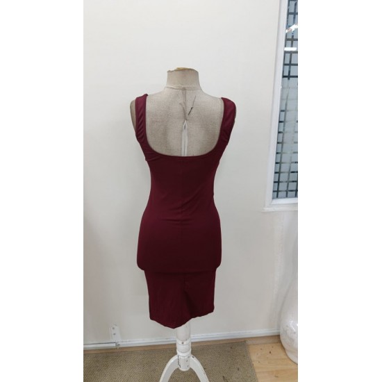 Kadın Askılı Kare Yakalı Yırtmaçlı Kısa Dalgıç Elbise , 31266