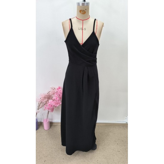 Kadın Ip Askılı Kruvaze Yakalı Yırtmaçlı Uzun Ithal Krep Elbise , 31265 Kadın Ip Askılı Kruvaze Yakalı Yırtmaçlı Uzun Ithal Krep Elbise , 31265