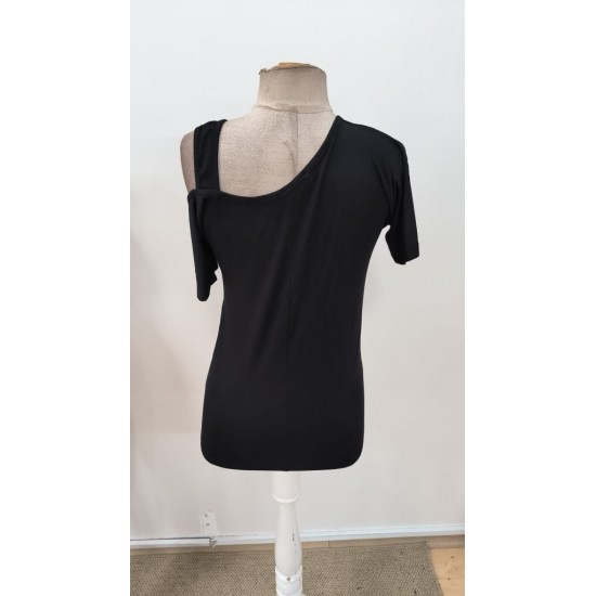 Kadın Kısa Kollu Asimetrik Yaka Detaylı Viskon Bluz, 31273