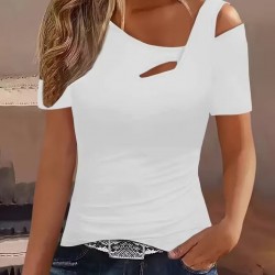 Kadın Kısa Kollu Asimetrik Yaka Detaylı Viskon Bluz, 31272 Kadın Kısa Kollu Asimetrik Yaka Detaylı Viskon Bluz, 31272