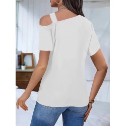 Kadın Kısa Kollu Asimetrik Yaka Detaylı Viskon Bluz, 31272 Kadın Kısa Kollu Asimetrik Yaka Detaylı Viskon Bluz, 31272