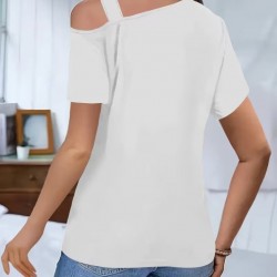 Kadın Kısa Kollu Asimetrik Yaka Detaylı Viskon Bluz, 31272