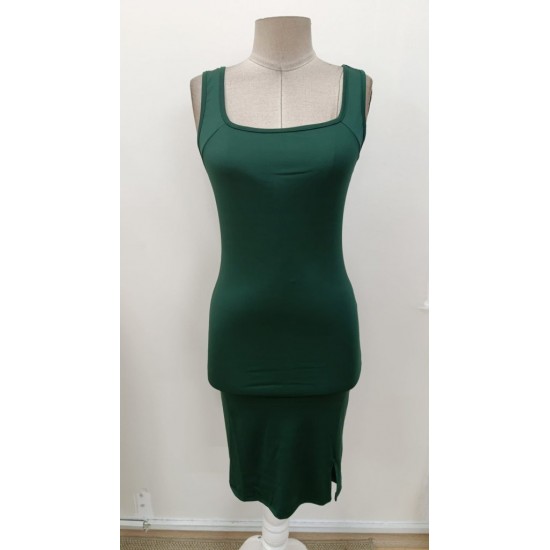 Kadın Askılı Kare Yakalı Yırtmaçlı Kısa Dalgıç Elbise , 31267