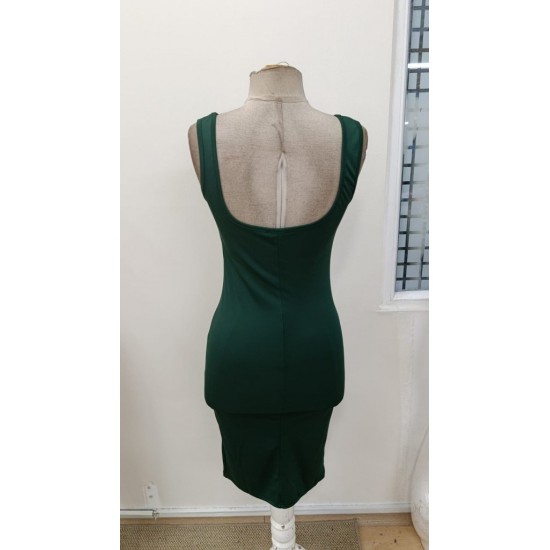 Kadın Askılı Kare Yakalı Yırtmaçlı Kısa Dalgıç Elbise , 31267