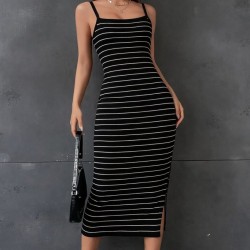 Kadın Askılı Yandan Yırtmaçlı Uzun Ottoman Elbise, 31274