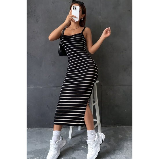 Kadın Askılı Yandan Yırtmaçlı Uzun Ottoman Elbise, 31274 Kadın Askılı Yandan Yırtmaçlı Uzun Ottoman Elbise, 31274