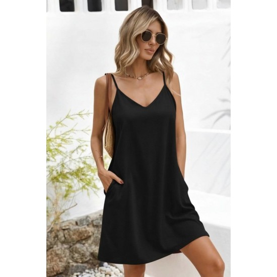 Kadın Ip Askılı V Yakalı Kısa Aerobin Elbise, 31286