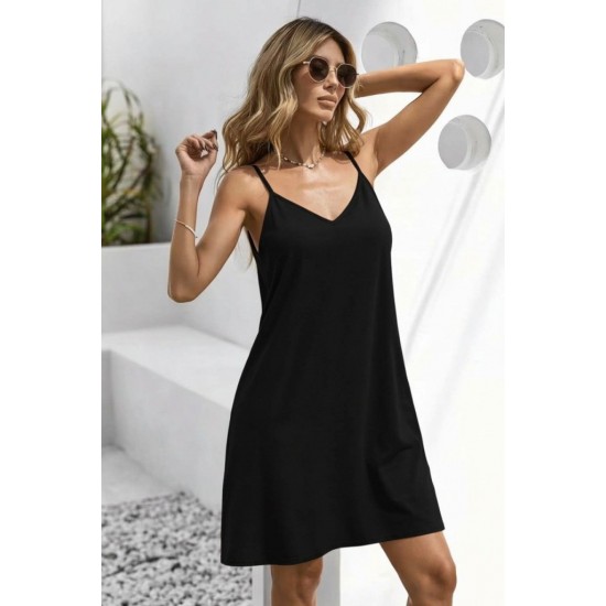 Kadın Ip Askılı V Yakalı Kısa Aerobin Elbise, 31286