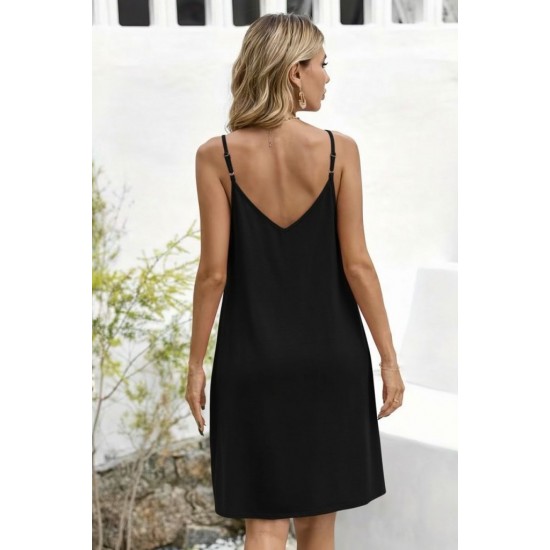 Kadın Ip Askılı V Yakalı Kısa Aerobin Elbise, 31286
