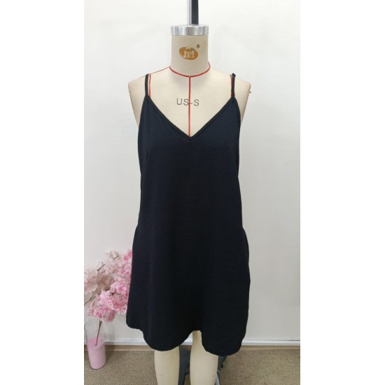 Kadın Ip Askılı V Yakalı Kısa Aerobin Elbise, 31286