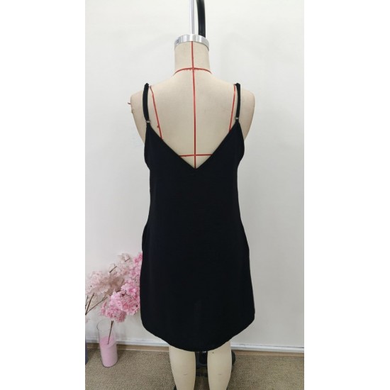 Kadın Ip Askılı V Yakalı Kısa Aerobin Elbise, 31286