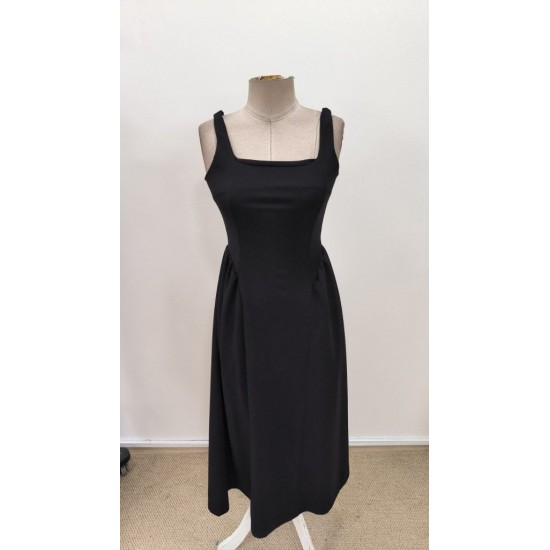 Kadın Askılı Kare Yakalı Uzun Ithal Krep Elbise, 31283