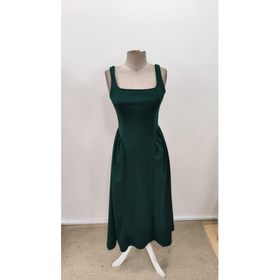 Kadın Askılı Kare Yakalı Uzun Ithal Krep Elbise, 31282