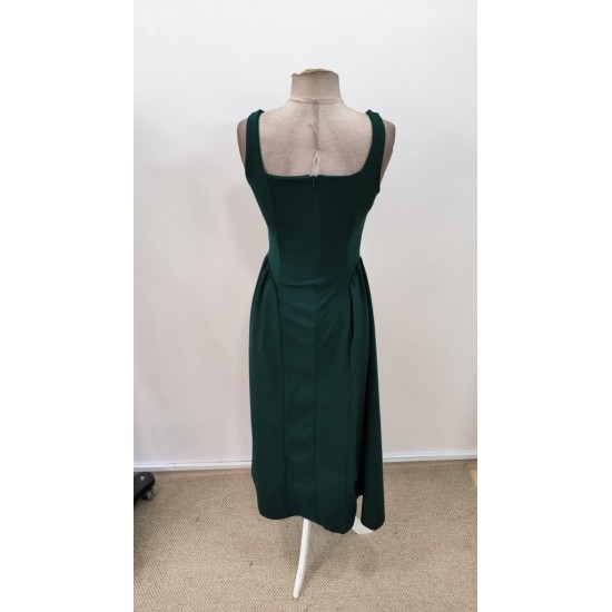 Kadın Askılı Kare Yakalı Uzun Ithal Krep Elbise, 31282