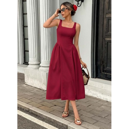 Kadın Askılı Kare Yakalı Uzun Ithal Krep Elbise, 31281 Kadın Askılı Kare Yakalı Uzun Ithal Krep Elbise, 31281