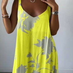 Kadın Askılı Geniş V Yakalı Desenli Yırtmaçlı Süprem Uzun Elbise, 31287 Kadın Askılı Geniş V Yakalı Desenli Yırtmaçlı Süprem Uzun Elbise, 31287