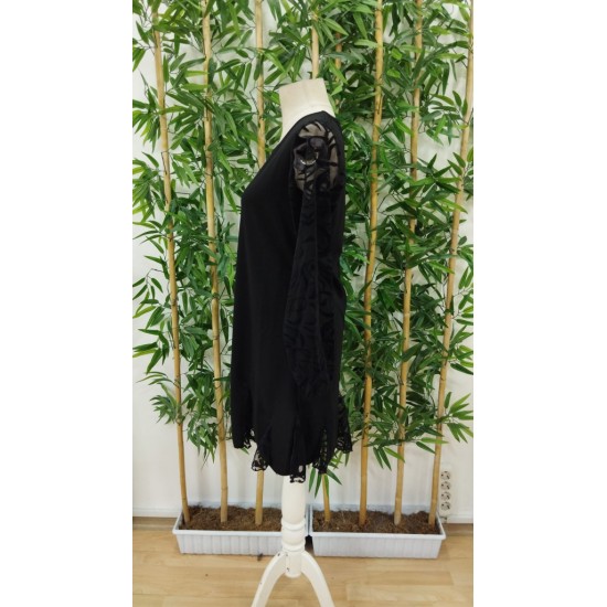 Kadın Uzun Kollu Yuvarlak Yaka Kol Ve Etek Ucu Dantelli Kısa Ithal Krep Elbise , 31293 Kadın Uzun Kollu Yuvarlak Yaka Kol Ve Etek Ucu Dantelli Kısa Ithal Krep Elbise , 31293