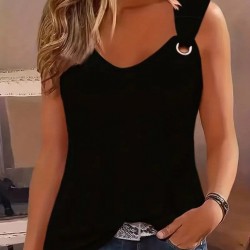 Kadın Askılı V Yaka Kuş Gözü Detaylı Viskon Bluz, 31295 Kadın Askılı V Yaka Kuş Gözü Detaylı Viskon Bluz, 31295