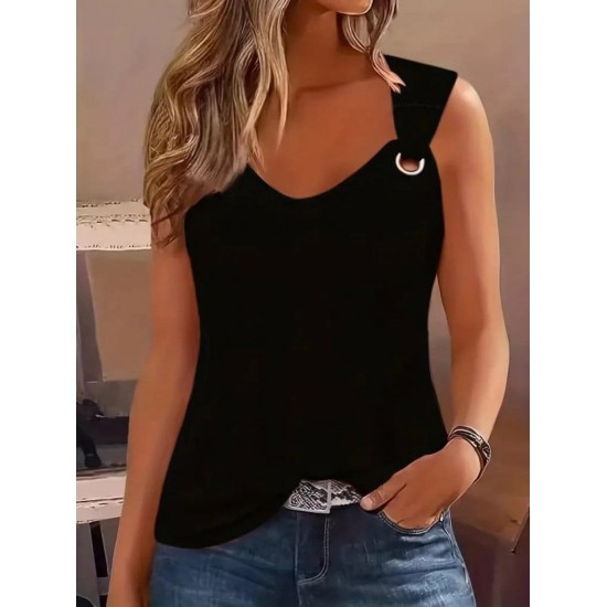 Kadın Askılı V Yaka Kuş Gözü Detaylı Viskon Bluz, 31295