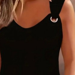 Kadın Askılı V Yaka Kuş Gözü Detaylı Viskon Bluz, 31295