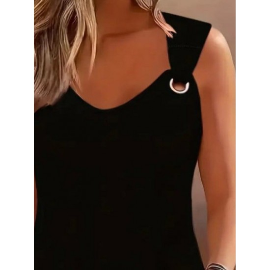 Kadın Askılı V Yaka Kuş Gözü Detaylı Viskon Bluz, 31295