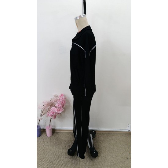 Kadın Uzun Kollu önden Fermuarlı Bluz Ve Pantolon Modal Ikili Takım , 31311