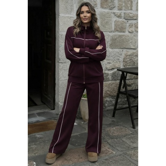 Kadın Uzun Kollu önden Fermuarlı Bluz Ve Pantolon Modal Ikili Takım , 31309