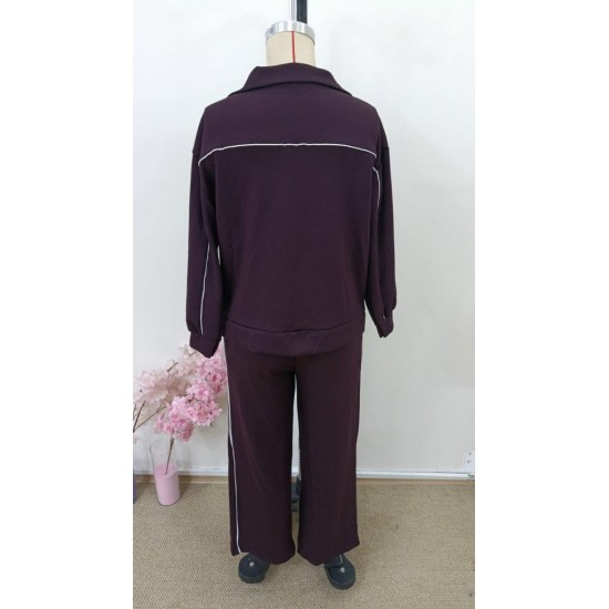 Kadın Uzun Kollu önden Fermuarlı Bluz Ve Pantolon Modal Ikili Takım , 31309