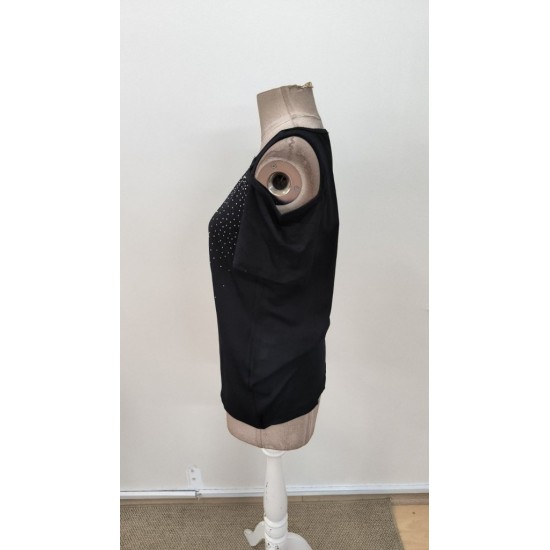 Kadın Kısa Kollu Omuzlardan Açık Taşlı Viskon Bluz, 31306 Kadın Kısa Kollu Omuzlardan Açık Taşlı Viskon Bluz, 31306