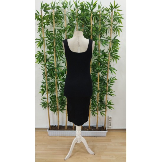 Kadın Askılı Kare Yaka Yandan Yırtmaçlı Midi Kaşkorse Elbise , 31304