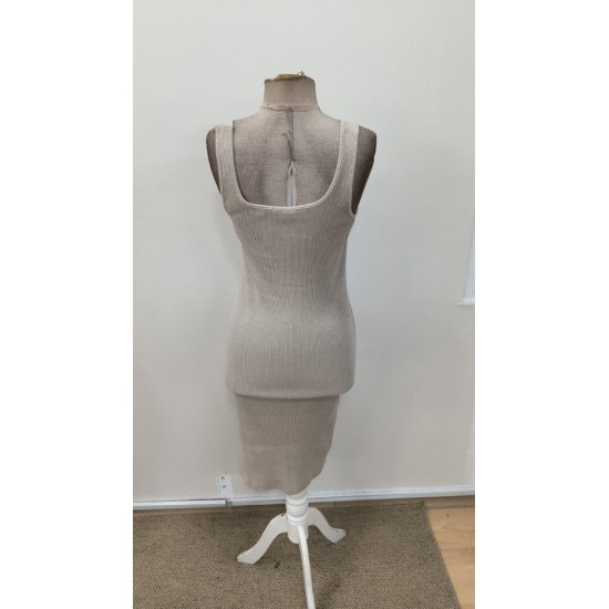 Kadın Askılı Kare Yaka Yandan Yırtmaçlı Midi Kaşkorse Elbise , 31303 Kadın Askılı Kare Yaka Yandan Yırtmaçlı Midi Kaşkorse Elbise , 31303