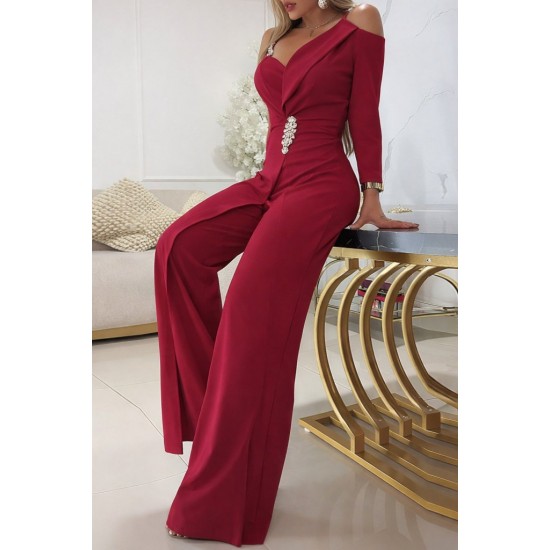 Kadın Tek Omuzdan Askılı Uzun Kollu Yakalı Yandan çiçek Aksesuar Detaylı Ithal Krep Tulum, 31314 Kadın Tek Omuzdan Askılı Uzun Kollu Yakalı Yandan çiçek Aksesuar Detaylı Ithal Krep Tulum, 31314