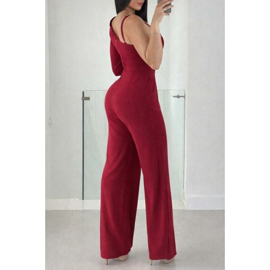 Kadın Tek Omuzdan Askılı Uzun Kollu Yakalı Yandan çiçek Aksesuar Detaylı Ithal Krep Tulum, 31314 Kadın Tek Omuzdan Askılı Uzun Kollu Yakalı Yandan çiçek Aksesuar Detaylı Ithal Krep Tulum, 31314