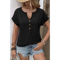 Kadın Kısa Kollu V Yakalı Düğmeli Aerobin Bluz , 31313 Kadın Kısa Kollu V Yakalı Düğmeli Aerobin Bluz , 31313