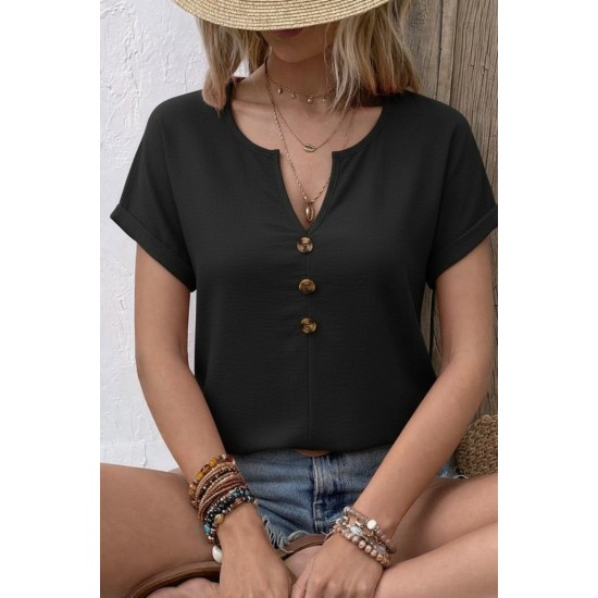 Kadın Kısa Kollu V Yakalı Düğmeli Aerobin Bluz , 31313 Kadın Kısa Kollu V Yakalı Düğmeli Aerobin Bluz , 31313