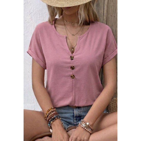 Kadın Kısa Kollu V Yakalı Düğmeli Aerobin Bluz , 31312 Kadın Kısa Kollu V Yakalı Düğmeli Aerobin Bluz , 31312