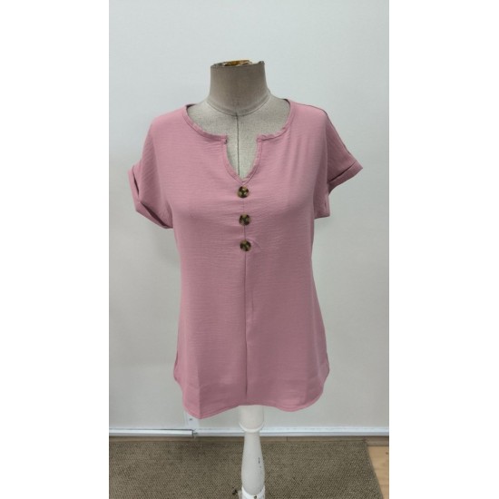 Kadın Kısa Kollu V Yakalı Düğmeli Aerobin Bluz , 31312 Kadın Kısa Kollu V Yakalı Düğmeli Aerobin Bluz , 31312