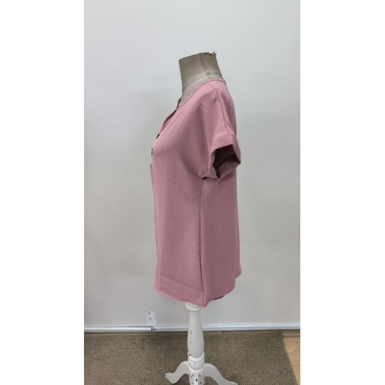 Kadın Kısa Kollu V Yakalı Düğmeli Aerobin Bluz , 31312 Kadın Kısa Kollu V Yakalı Düğmeli Aerobin Bluz , 31312