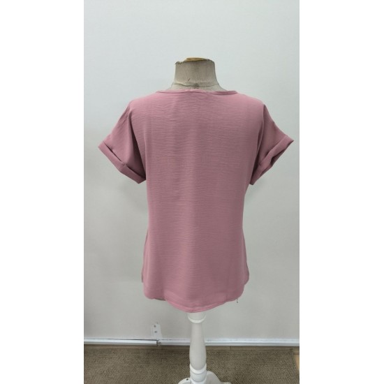 Kadın Kısa Kollu V Yakalı Düğmeli Aerobin Bluz , 31312 Kadın Kısa Kollu V Yakalı Düğmeli Aerobin Bluz , 31312