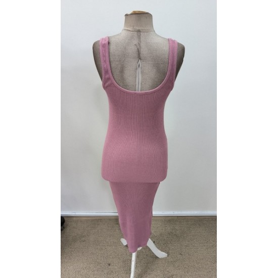 Kadın Askılı Kare Yakalı önden Düğmeli Midi Kaşkorse Elbise , 31320