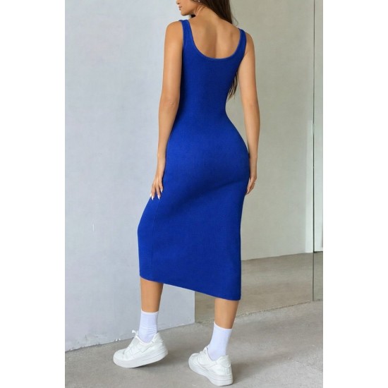 Kadın Askılı Kare Yakalı önden Düğmeli Midi Kaşkorse Elbise , 31318