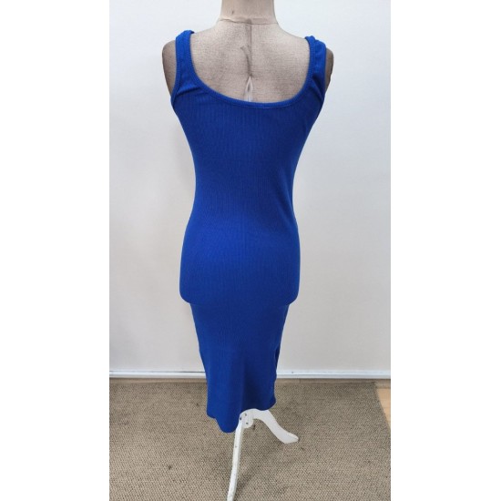 Kadın Askılı Kare Yakalı önden Düğmeli Midi Kaşkorse Elbise , 31318