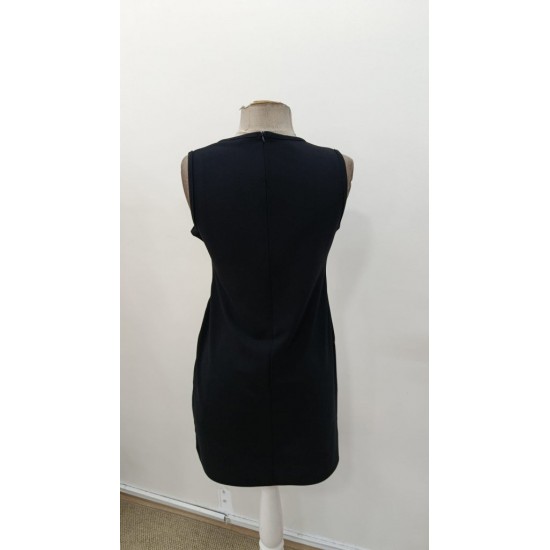 Kadın Askılı Bisiklet Yaka Kemersiz Asimetrik Kesim çift Renkli Kısa Ithal Krep Elbise , 31316