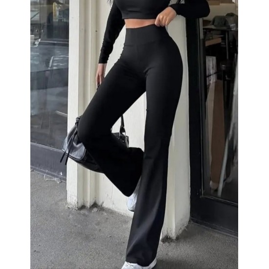 Kadın Geniş Korsaj Bel Detaylı Paçaya Doğru Geniş Yüksek Bel Dalgıç Pantolon , 31324